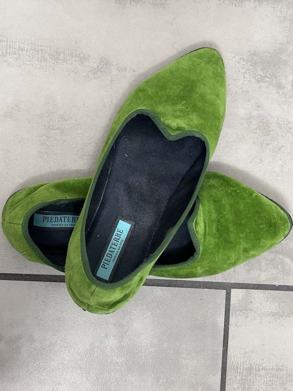 Piedaterre Venezia Green Velvet flats- Made in Italy